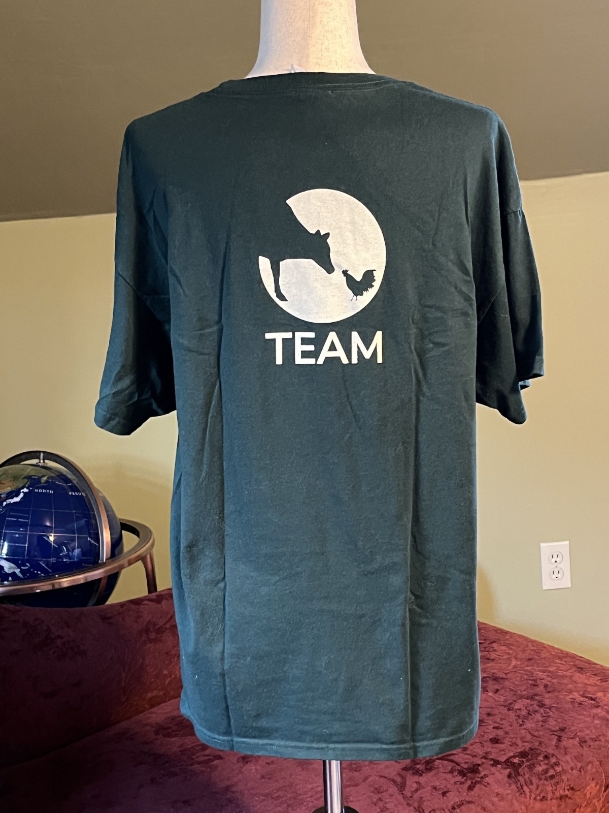 "Farm Sanctuary Team" Hanes Unisex Ecosmart T Shirt Large Green & White gallery