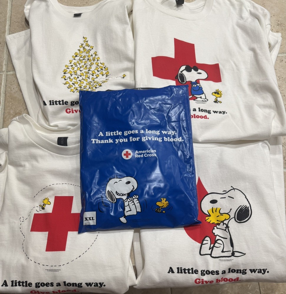 Peanuts American Red Cross Snoopy T-Shirts 2XL COMPLETE SET OF 4