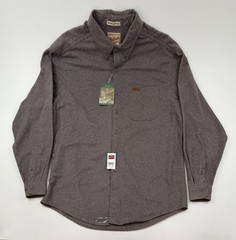 NEW WOOLRICH Mens XL Solid Brown Long Sleeve Flannel Sportsman Chamois Shirt