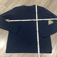 Patrick Assaraf Deep Navy Pima Cotton Stretch Long Sleeve T-Shirt size L