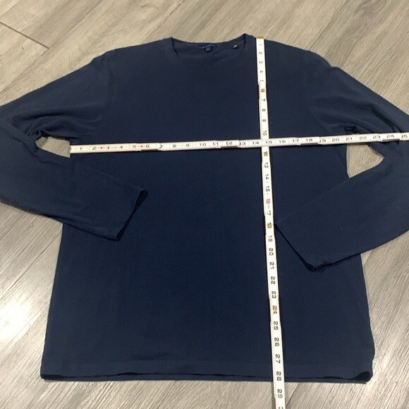 Patrick Assaraf Deep Navy Pima Cotton Stretch Long Sleeve T-Shirt size L gallery