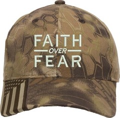 Faith Over Fear Embroidered Structured Adjustable One Size Fits All US Flag Bill