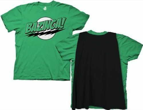 Adult Green Comedy The Big Bang Theory Bazinga! T-shirt with Attachable Cape gallery