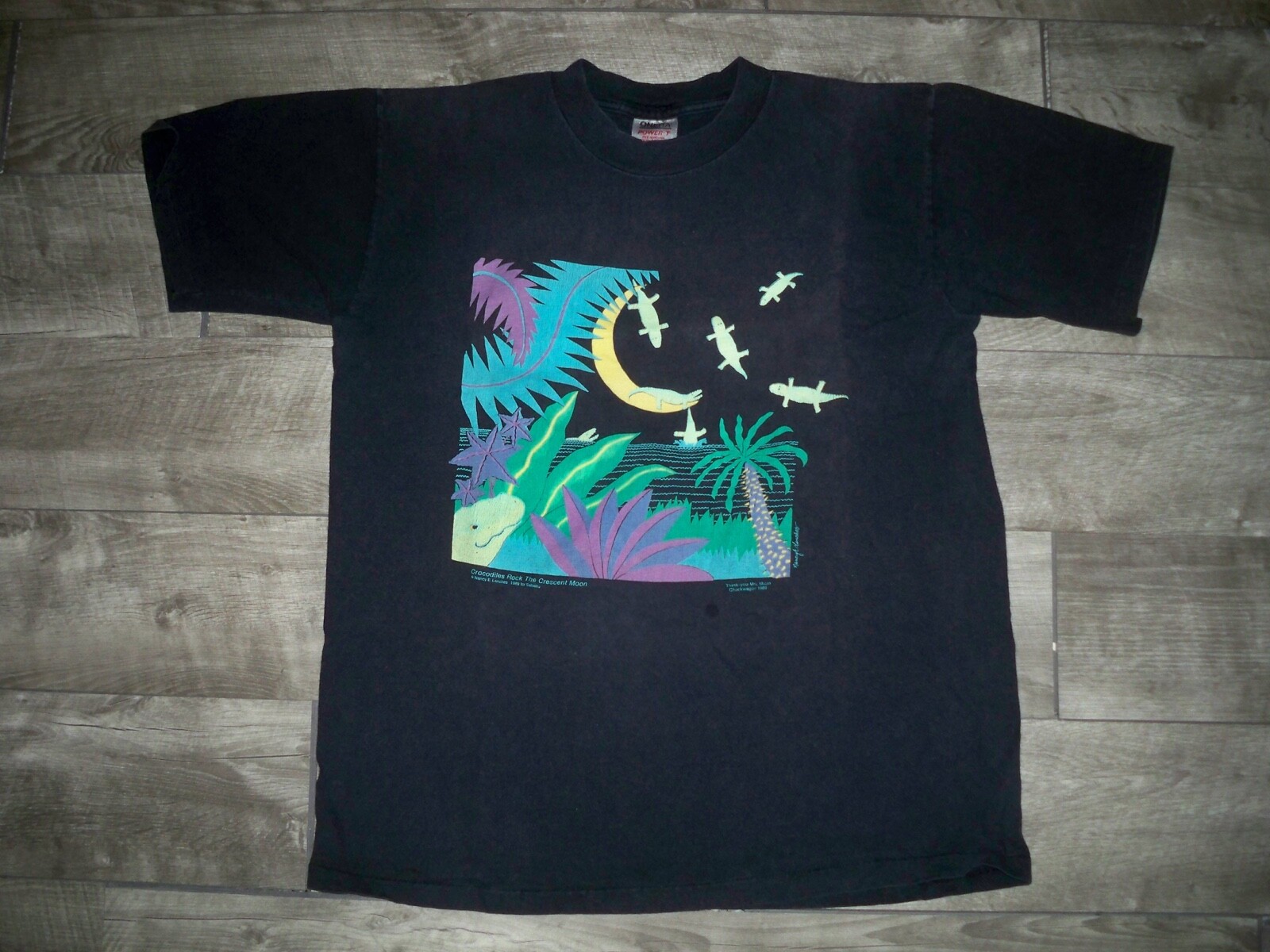Vtg Crocodiles Rock Lenches Single Stitch All Over Print Tshirt Size XLarge 80’s gallery