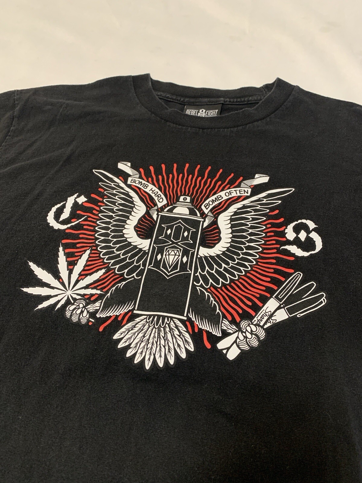 Rebel Eight T-Shirt Mens M Graphic Tee Graffiti Can Marijuana Leaf Sharpies Bomb gallery