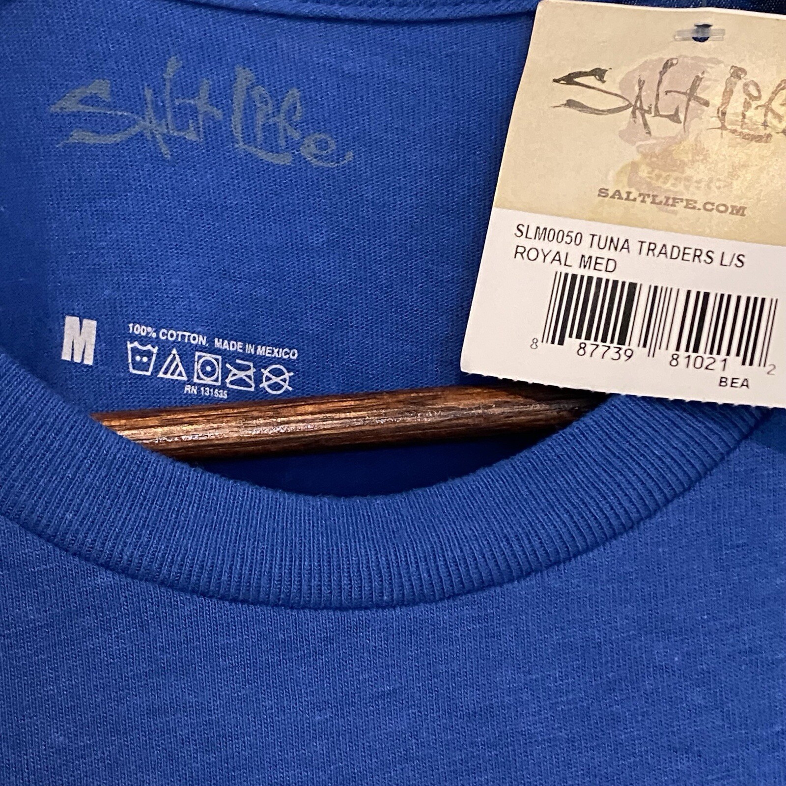 Salt Life NWT Men’s Long Sleeve Logo Shirt Medium Tuna Traders Royal Blue gallery
