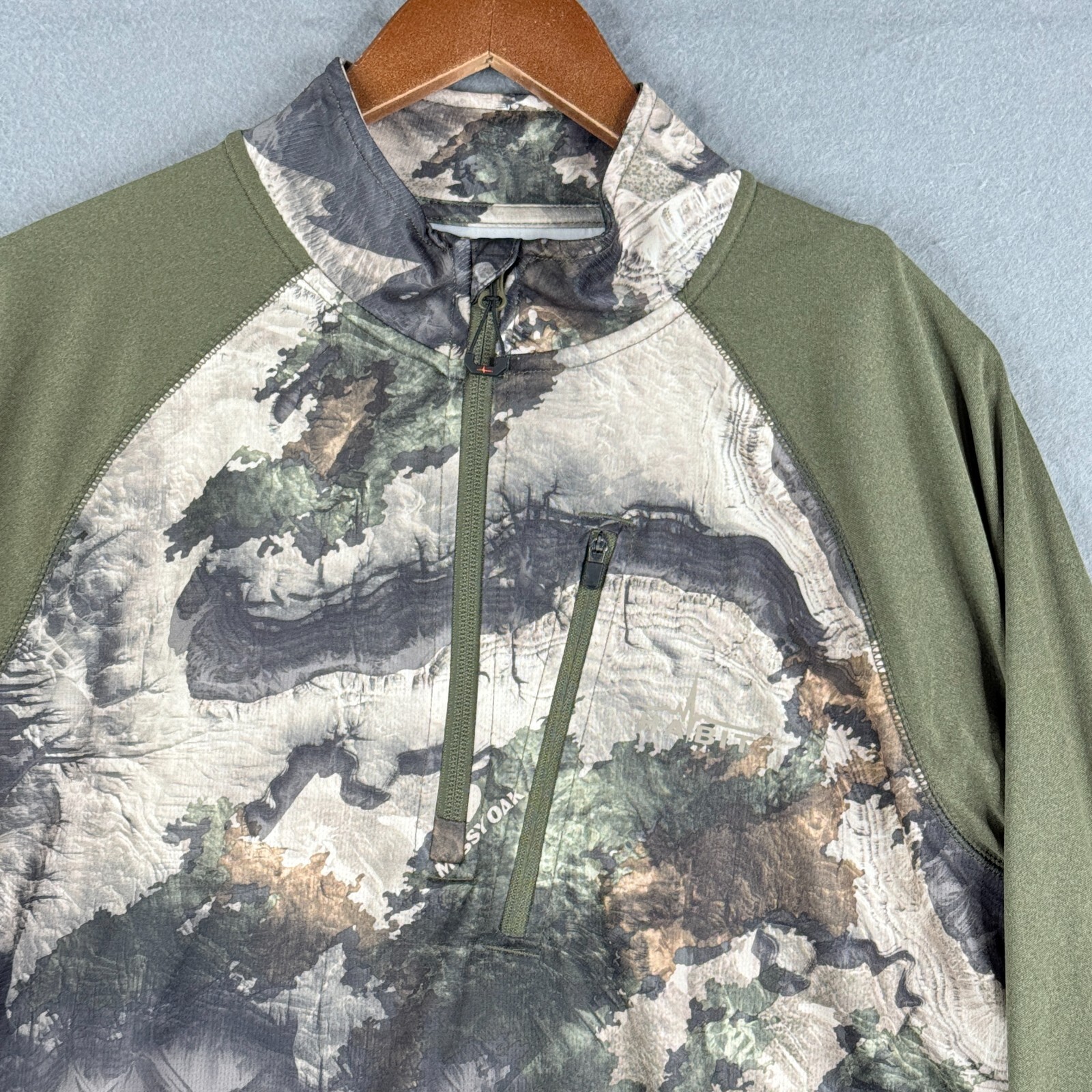 Habit Shirt Mens Medium Camouflage Scent Factor Mossy Oak 1/4 Zip Pullover gallery