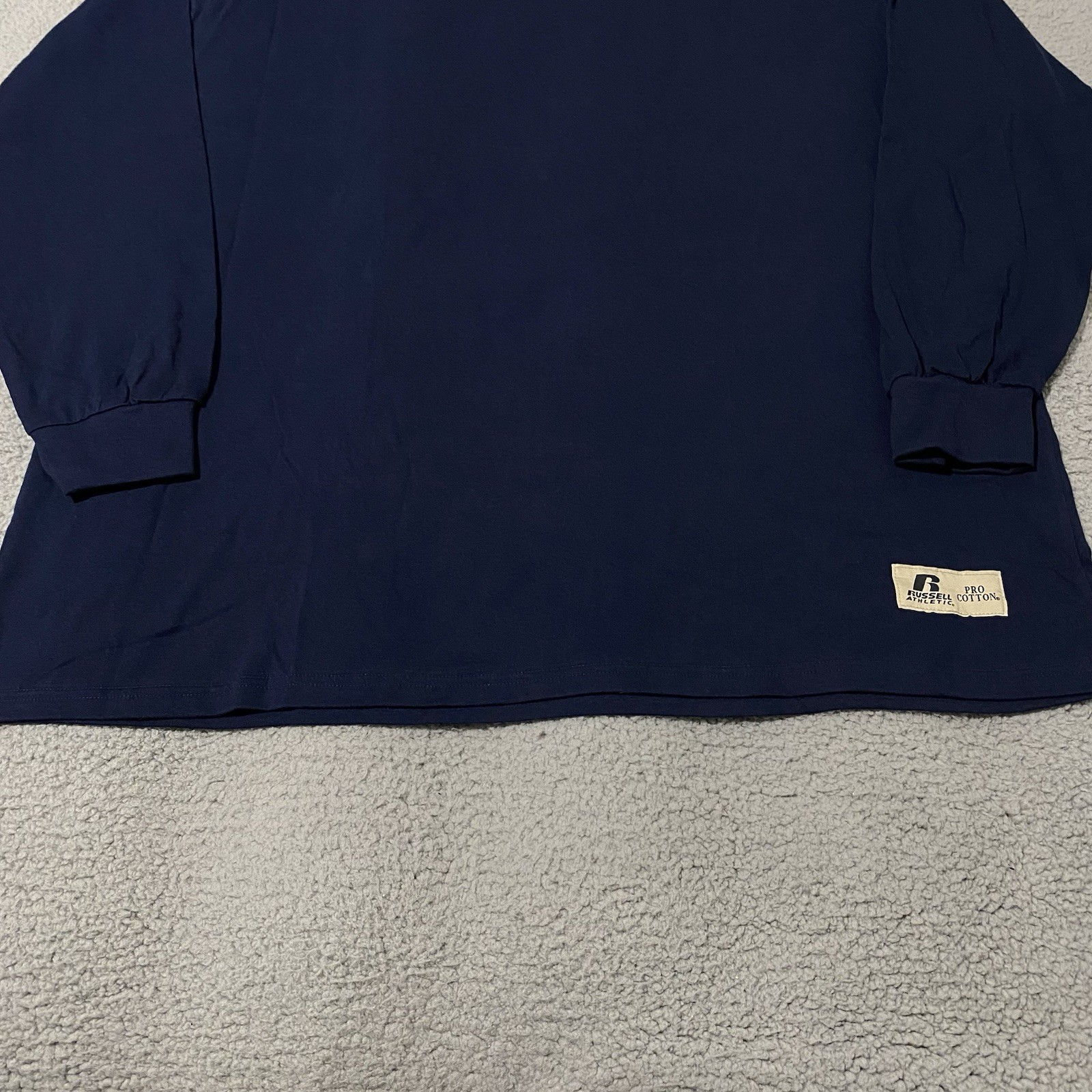 Vintage Russell Athletic Mock Neck Shirt Mens Large Navy Pro Cotton Blank NEW gallery