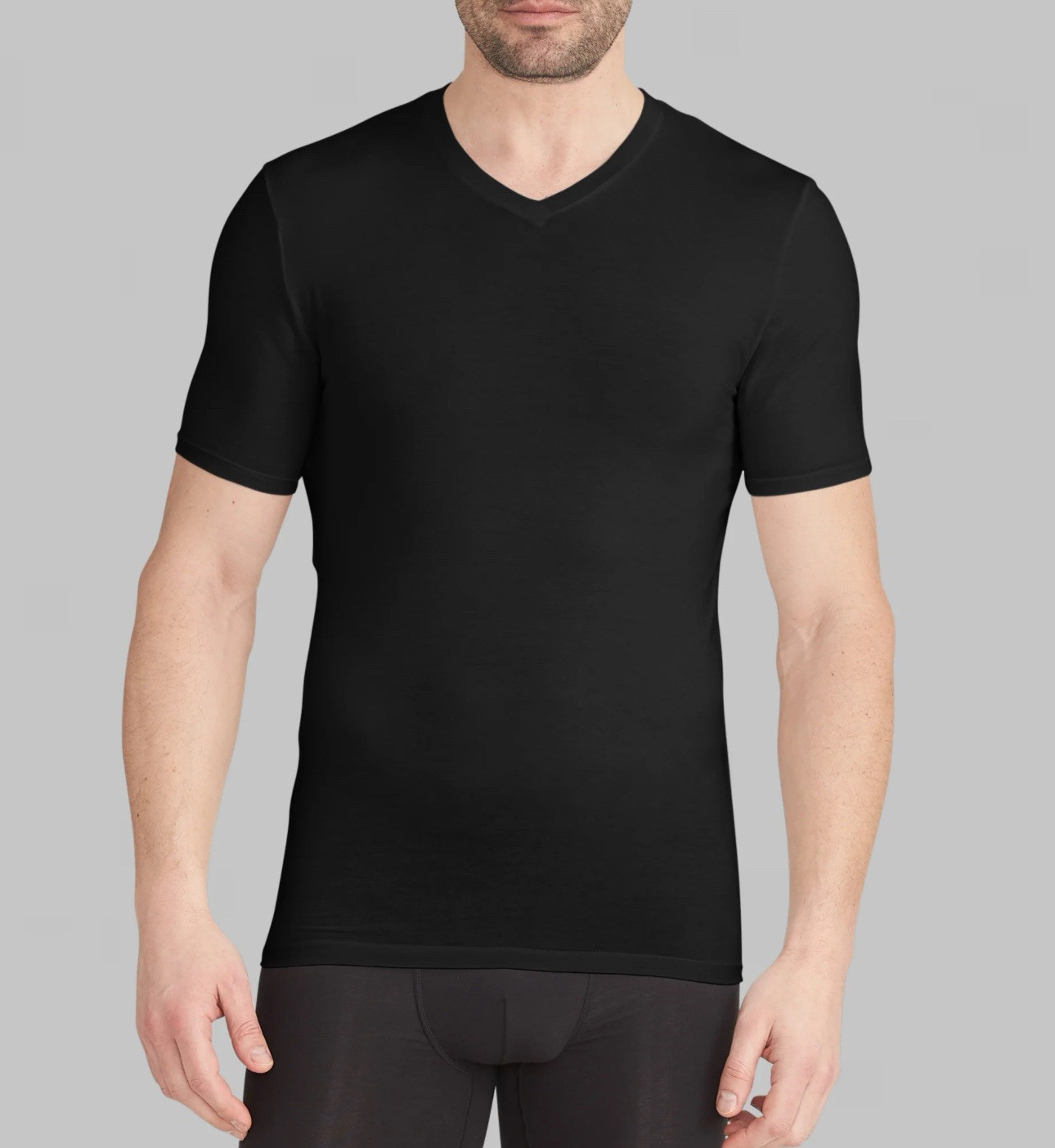 Tommy John Cool Cotton High V-neck Stay Tucked Undershirt Black Men’s Medium gallery