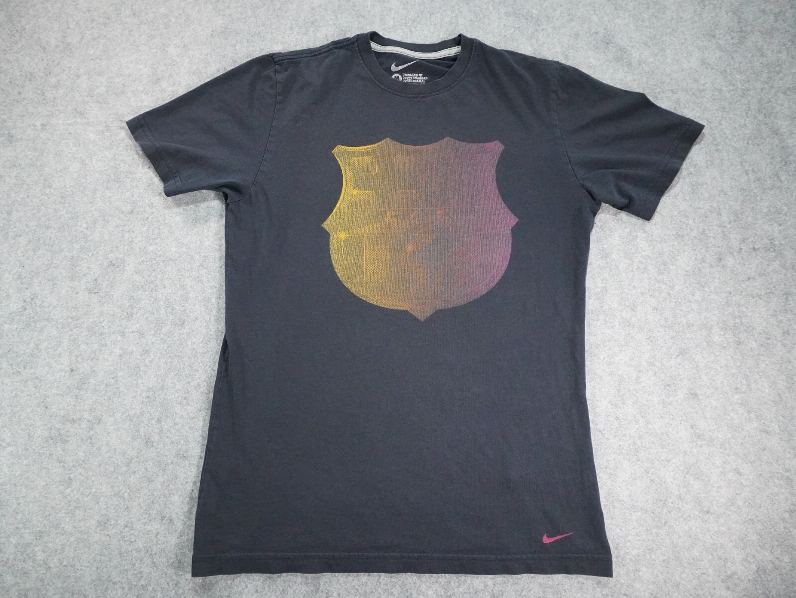 Nike Shirt Mens Medium Black Short Sleeve Crew Neck FC Barcelona Soccer Football