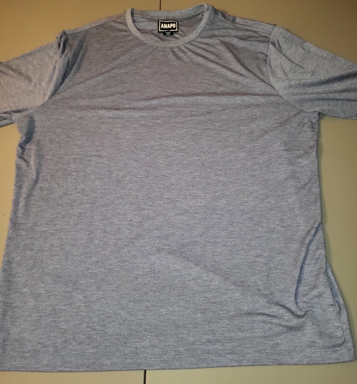 Anapo Long Sleeve Heathered Blue Crewneck Men Tee Size Large gallery