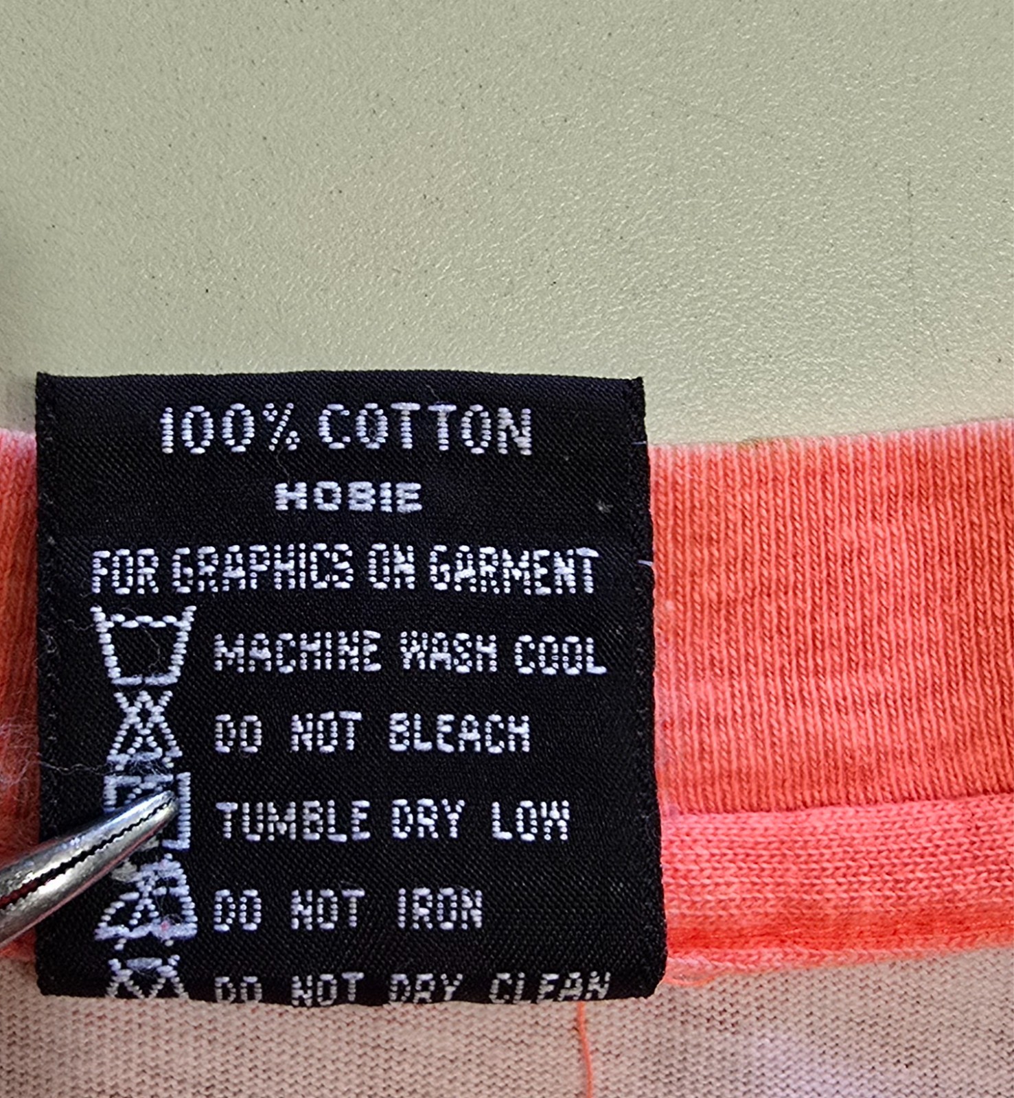 HOBIE Mola Quilted Art Panama Classic VINTAGE Neon T-Shirt Sz M *Many flaws READ gallery