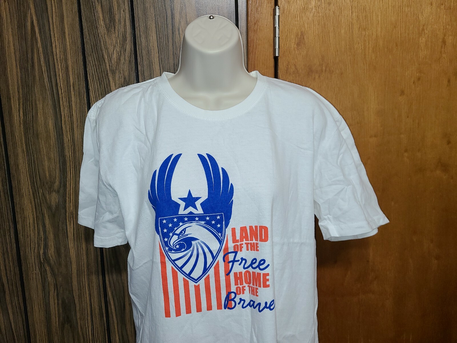 Land of the Free Home of the Brave Womens Large White TShirt gallery