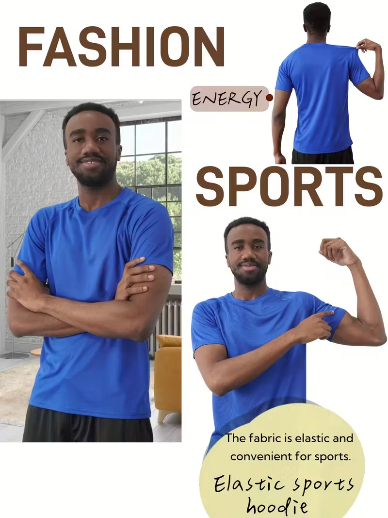 Blue T-Shirt, Premium Lightweight Quick-Dry Running, Hiking & Casual Wear gallery