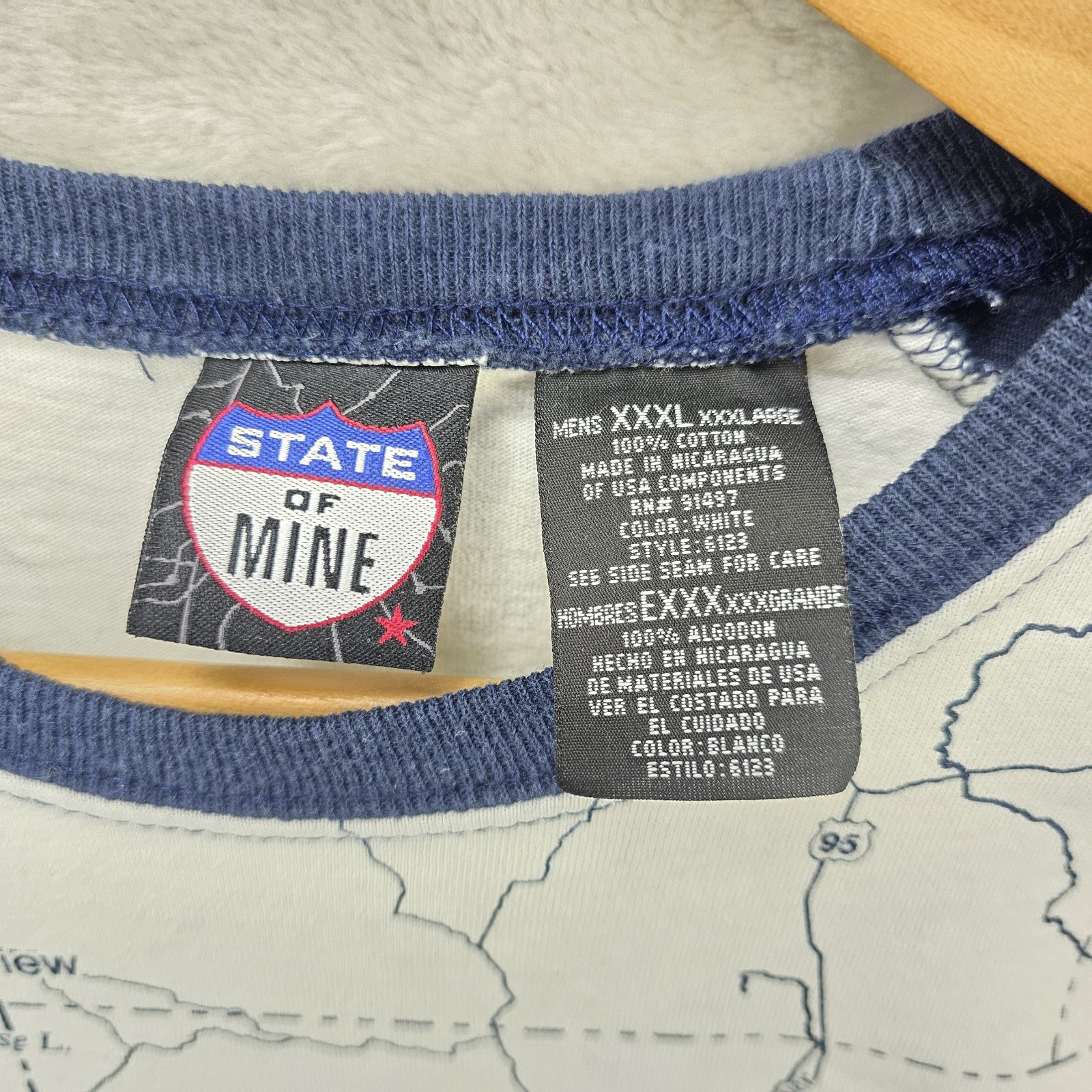 Vtg California Golden State Shirt Mens 3XL Map All Over Print Raglan Sleeve gallery