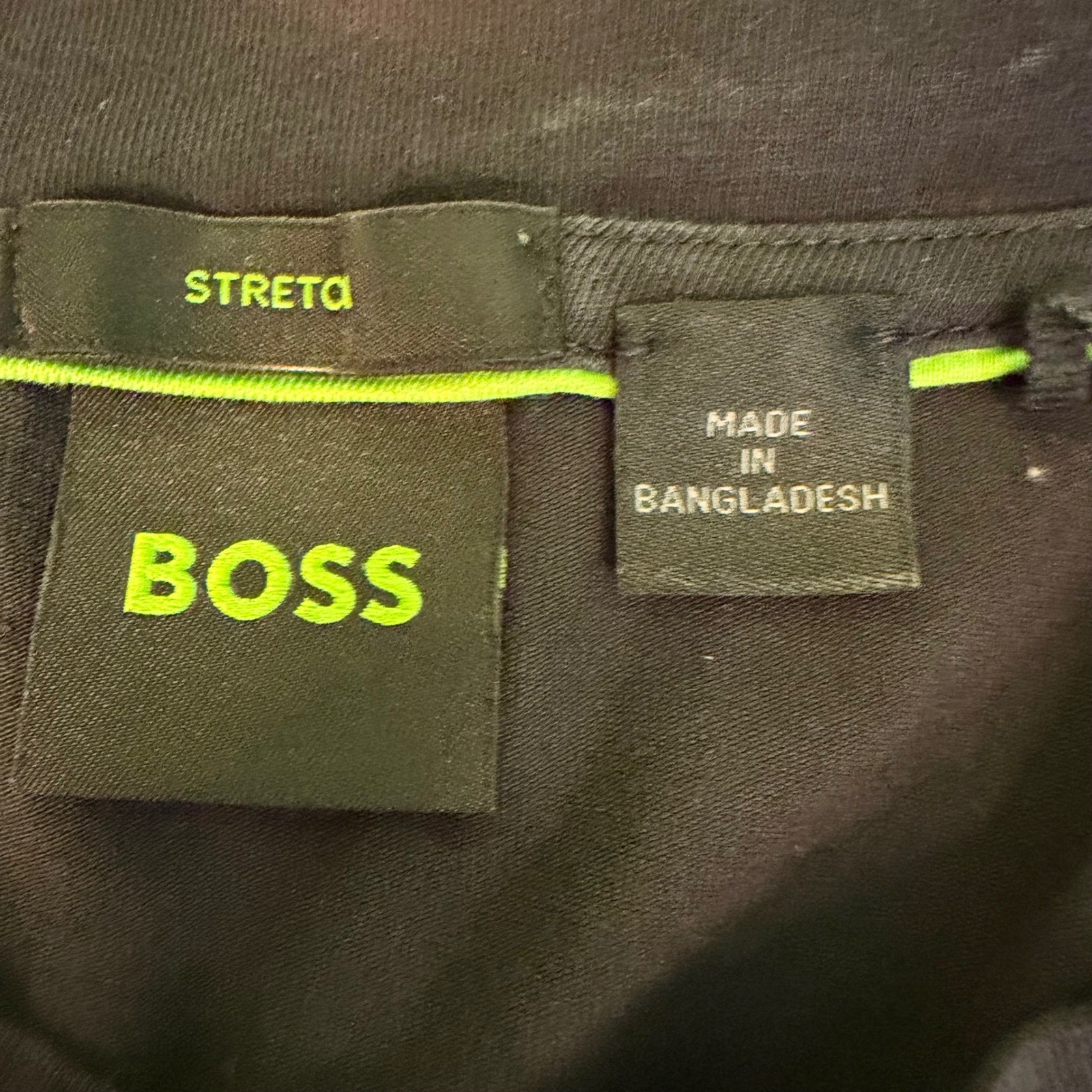 Hugo Boss Mens M T-Shirt Black Blue Contrast Piping Logo Collar Stretch gallery