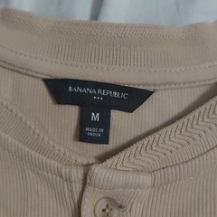 Banana Republic Men’s Solid Beige Button Henley Short Sleeve T-Shirt Size M