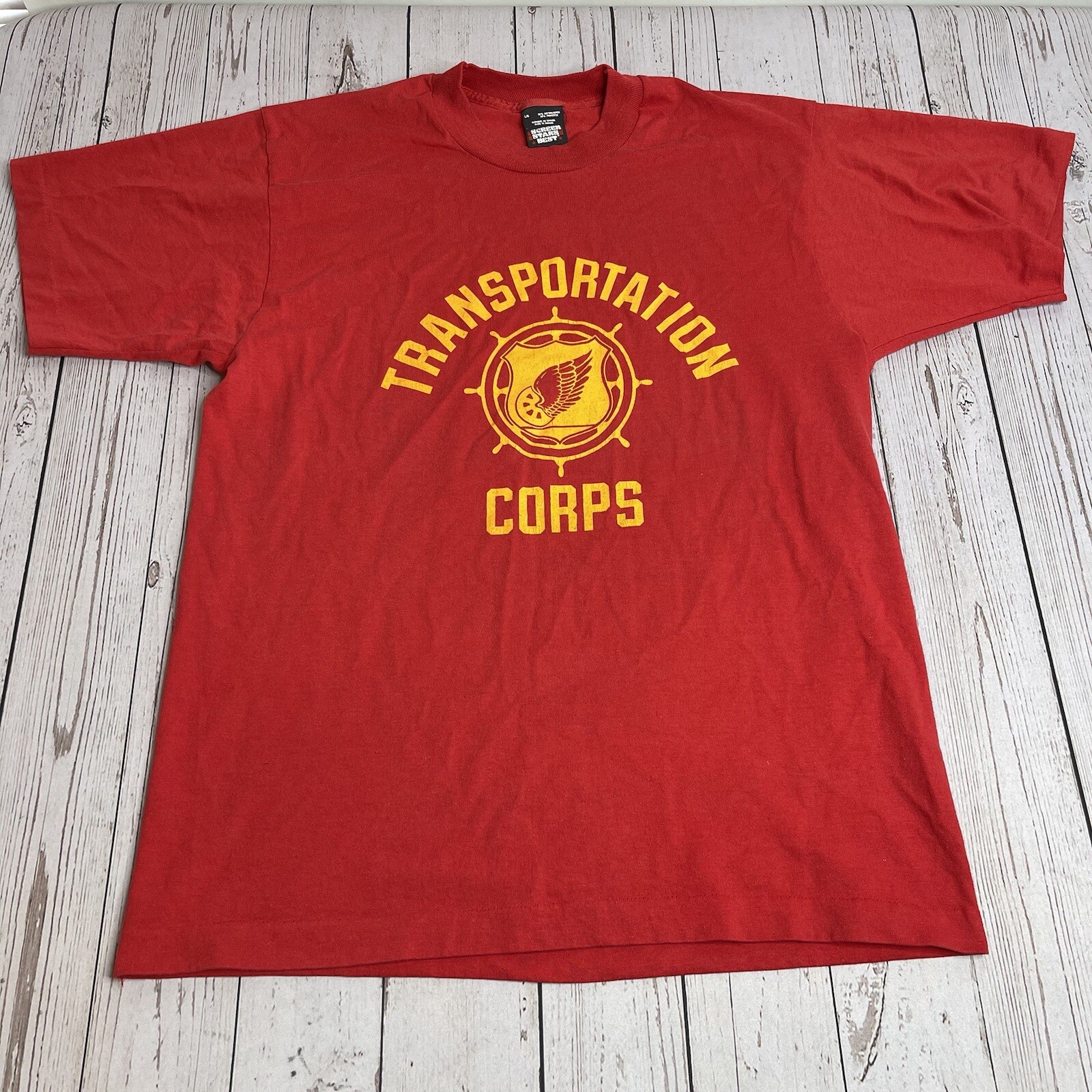 Vintage US Army Transportation Corps Military Shirt Single Stitch Mens Small