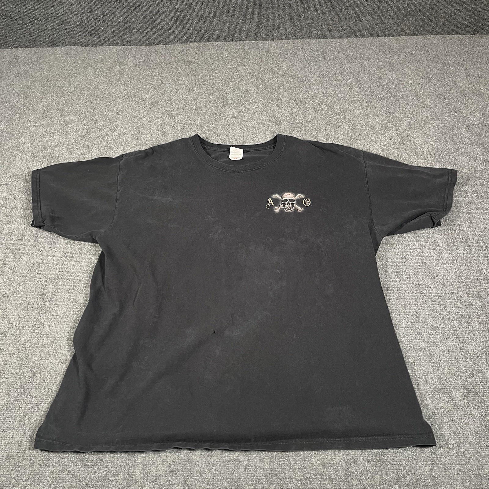 Vintage Skull Shirt Men’s 2xl Xxl Black 90s Y2K Faded Skater Grunge Emo Aquatic gallery