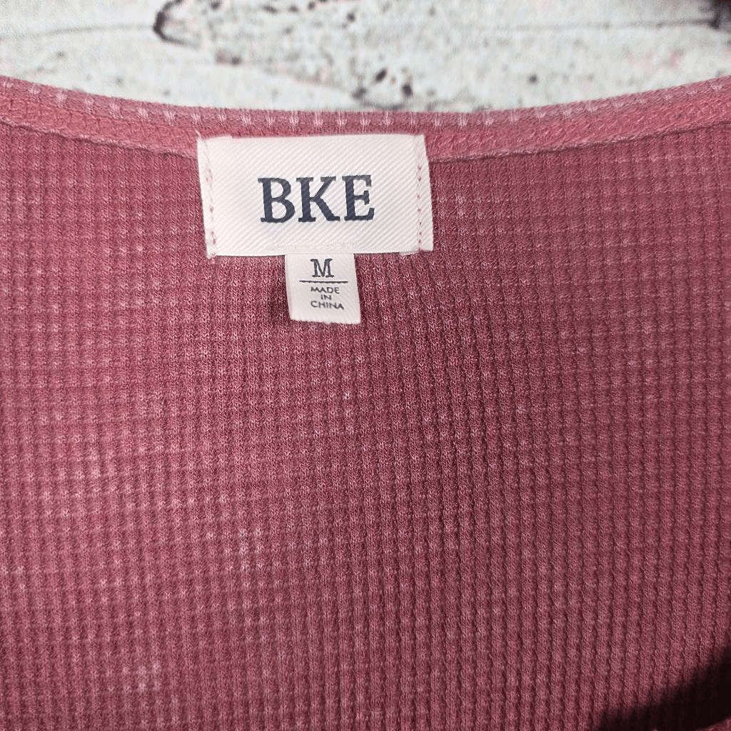 BKE Mauve Waffle Knit Henley Pocket Top Women’s M gallery