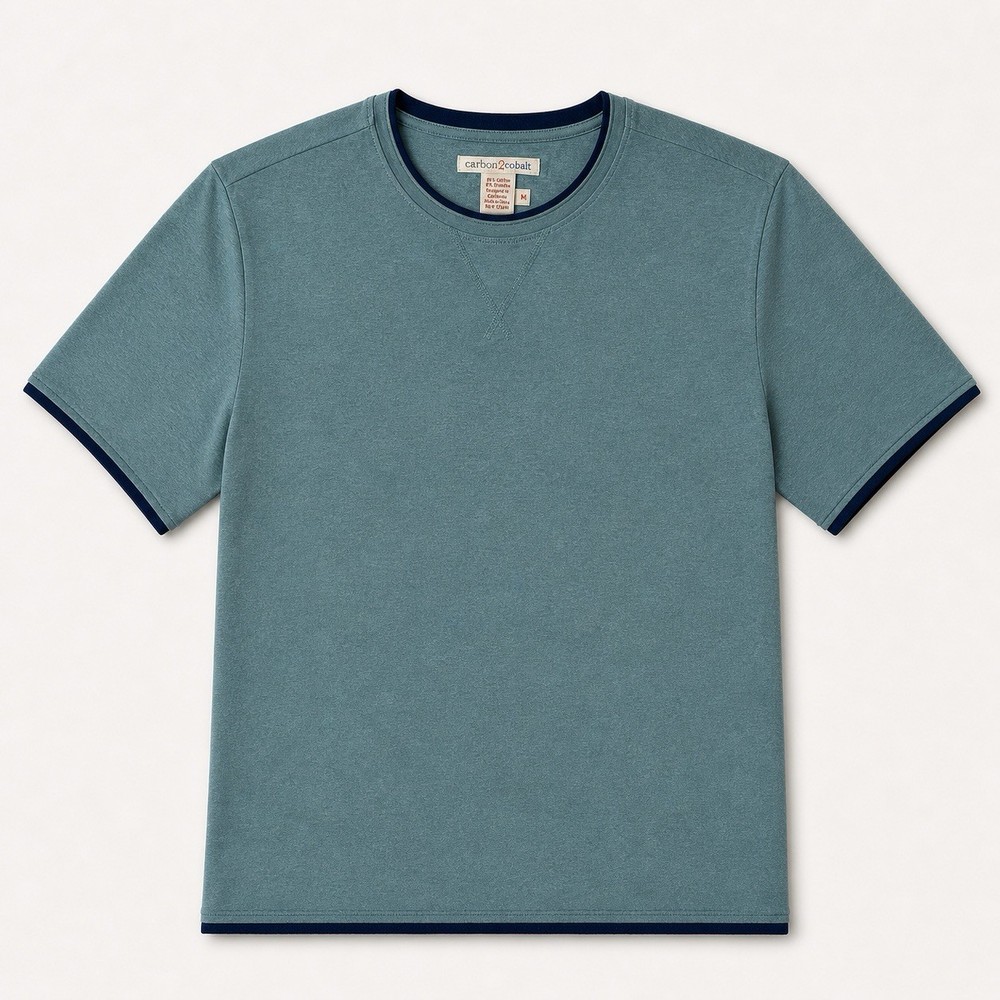 Carbon2Cobalt Men’s Tee Teal Short Sleeve Cotton Stretch Size M