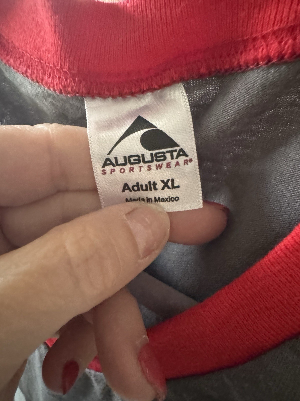 Augusta Sportswear WXNA 101.5 FM Nashville Radio Gray Ringer V-Neck Men's XL gallery