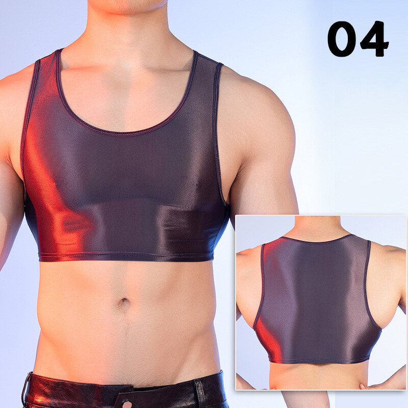 Lingerie Half Tank Top Glossy Vest Workout Sports Bras Sleeveless Undershirt gallery
