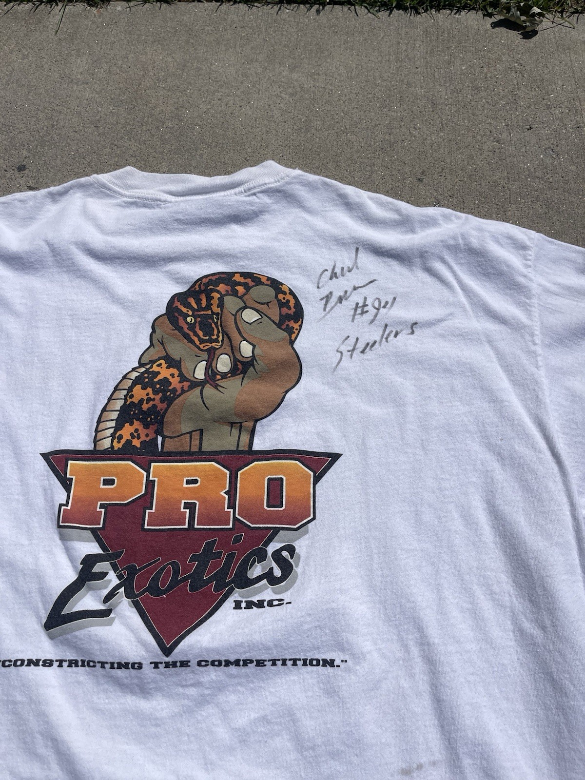 Vintage No Fear x Pro Exotics Tee — Signed by Chad Zuber #91 Steelers — XXL gallery