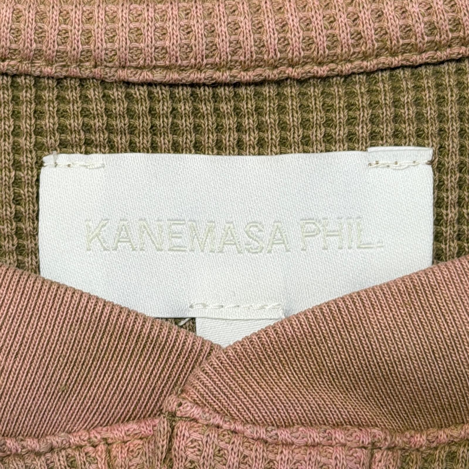 Unused KANEMASA PHIL. 18G Garment Dye Waffle KM25A-012 BEIGE(WILLOW GREEN) XL gallery