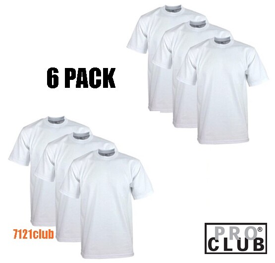 6 PACK PRO CLUB MENS T SHIRTS PLAIN WHITE PROCLUB HEAVYWEIGHT SHORT SLEEVE S-7XL gallery