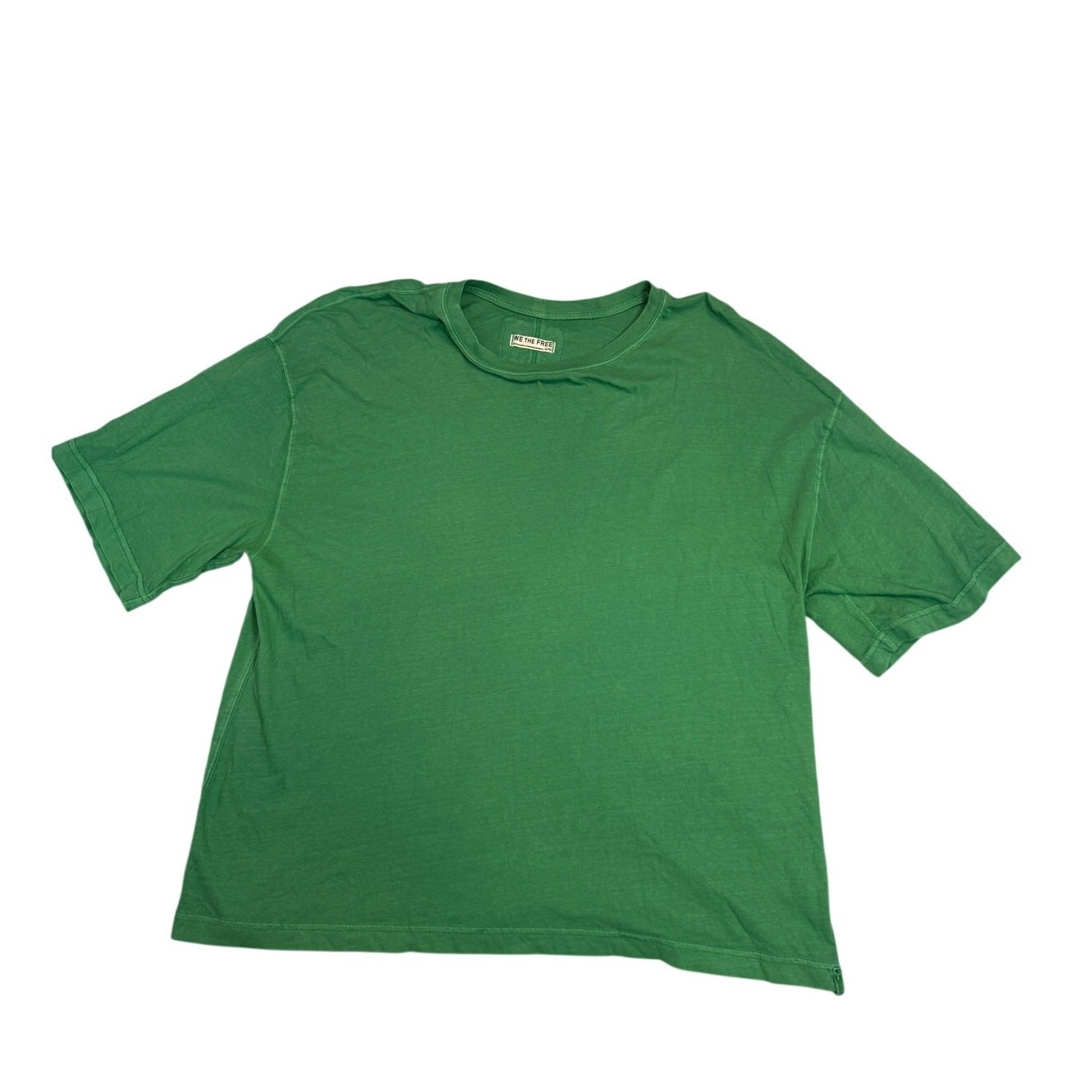 We The Free Free People Quilted Top Mens XL Green Oversized Crewneck Pullover gallery