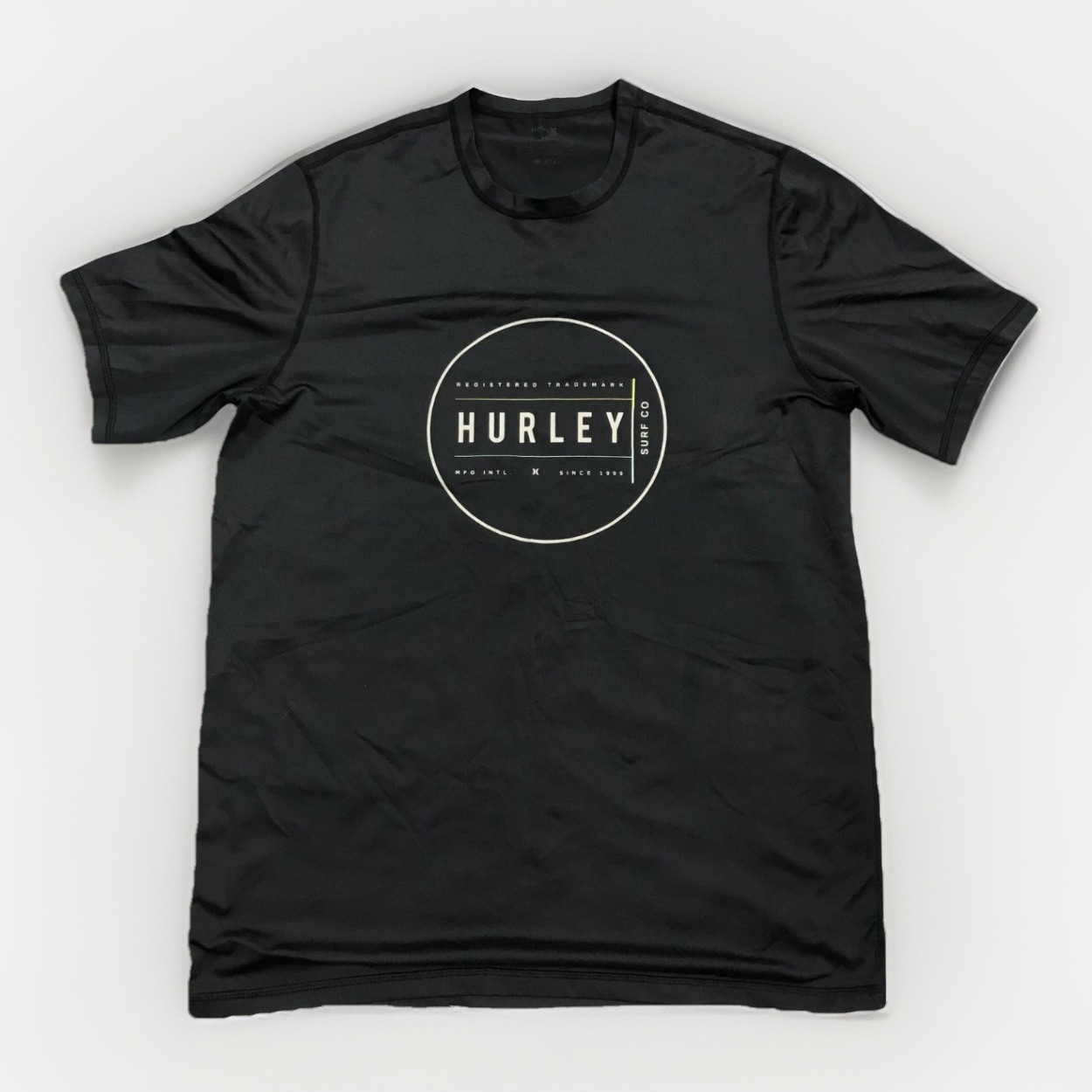 Hurley T-Shirt Mens XLarge Black Short Sleeve UPF 50 Outdoor Beach Swim Logo