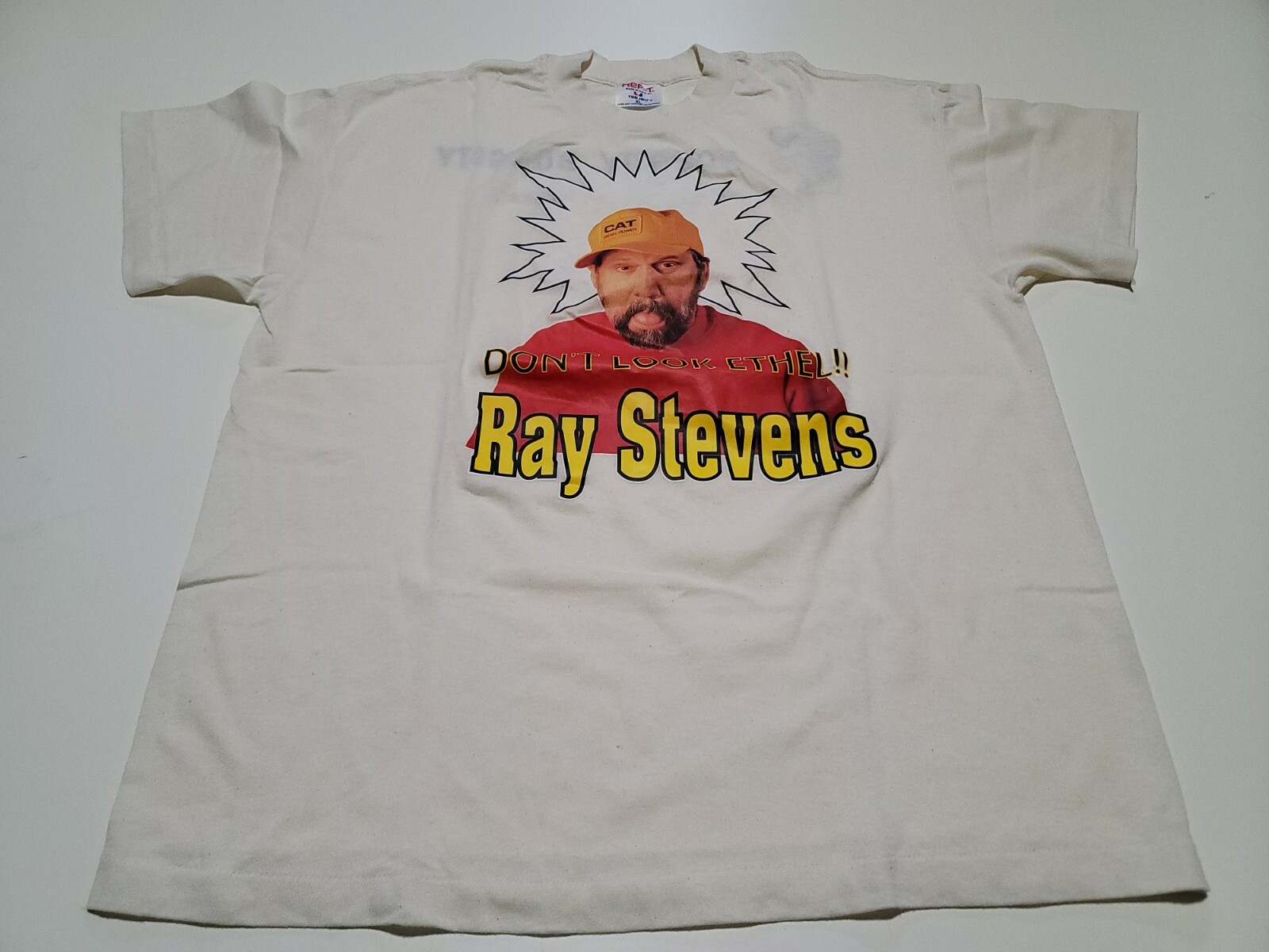Vintage Ray Stevens The Streak HEFTY TEEJAYS Mens TShirt XL Dirty Cream USA Made