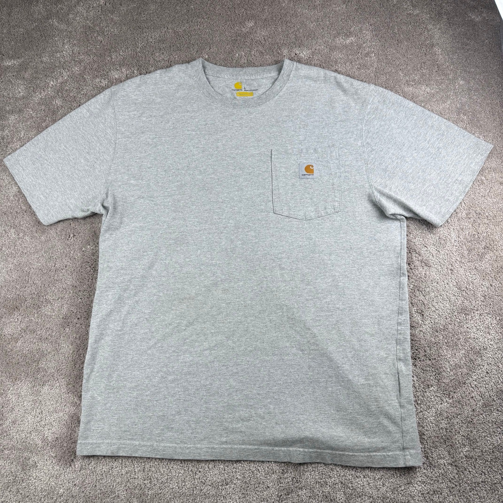 Carhartt Heavy Duty Original Fit Short Sleeve Grey Crewneck Pocket Tee Size L gallery