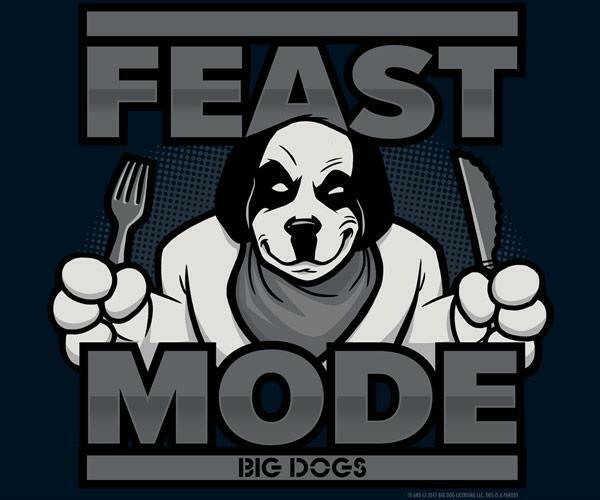 Feast Mode Big Dogs Tee Shirt Large XLarge 4X 5X Navy Blue Thanksgiving New