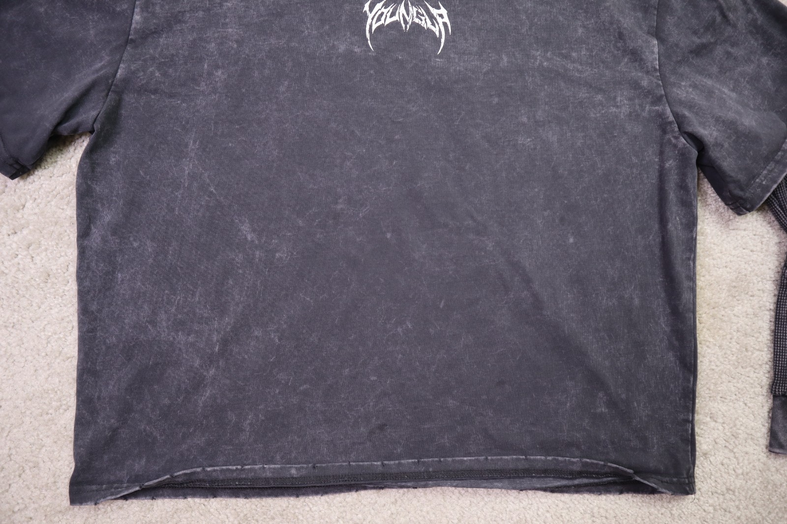 Youngla Shirt Mens Large Shadow Twofer Longsleeves Charcoal Wash Cotton gallery