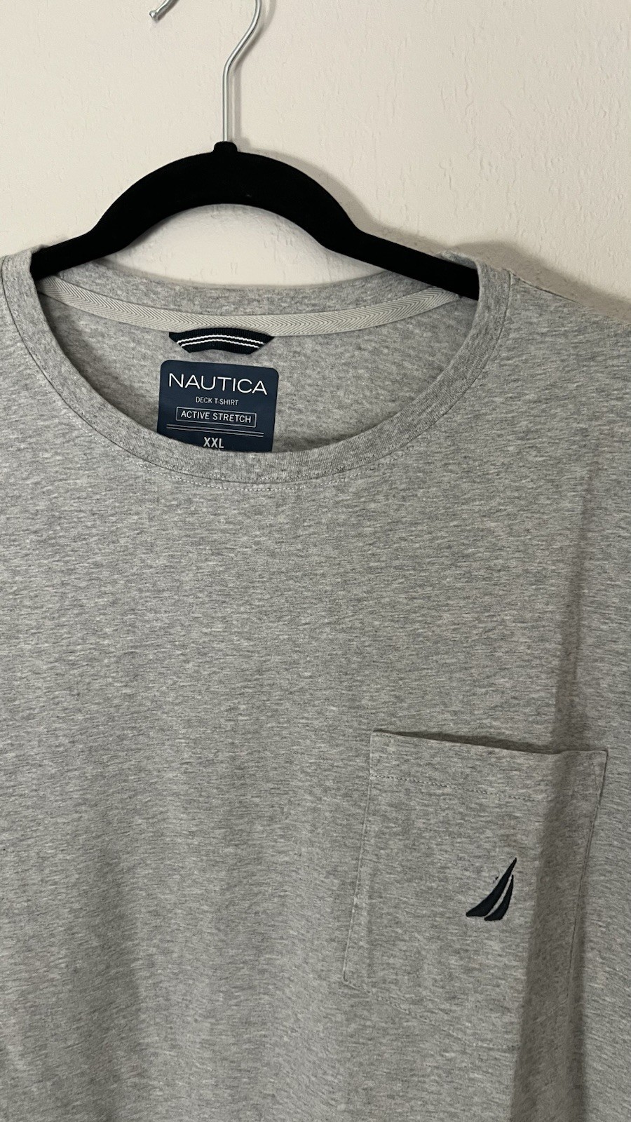 Nautica Deck T-Shirt Mens XXL Heather Gray Active Stretch Pocket Crewneck Tee gallery