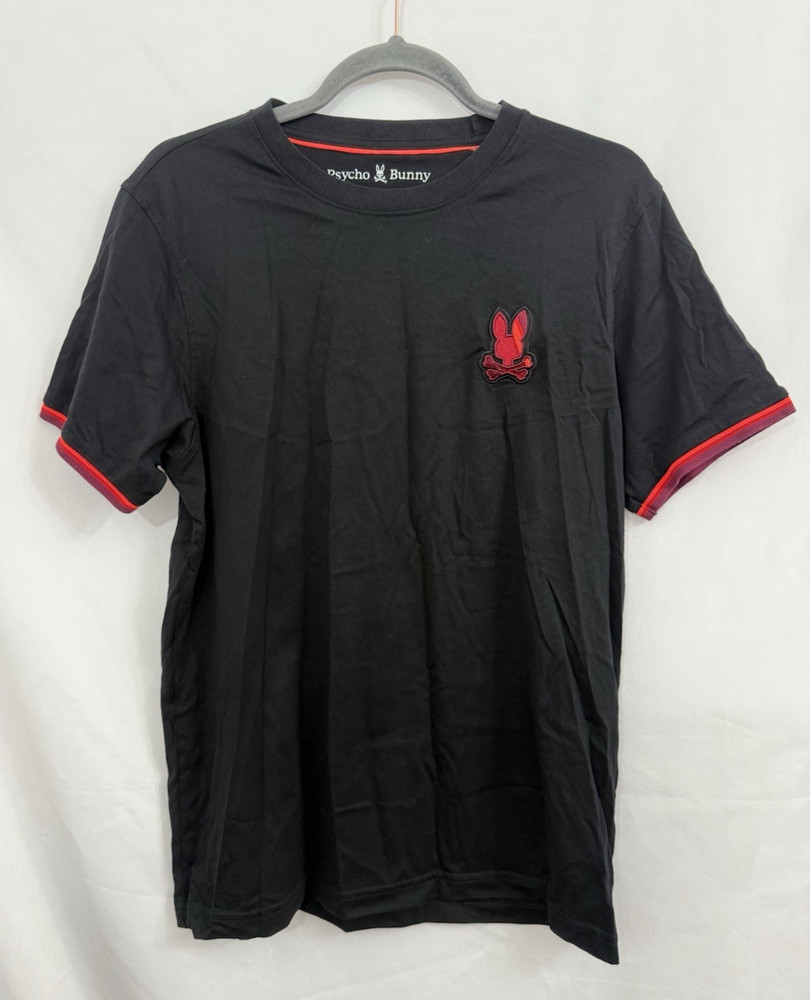 Psycho Bunny Apple Valley Black Red Embroidered T-Shirt Mens Size 5 Medium