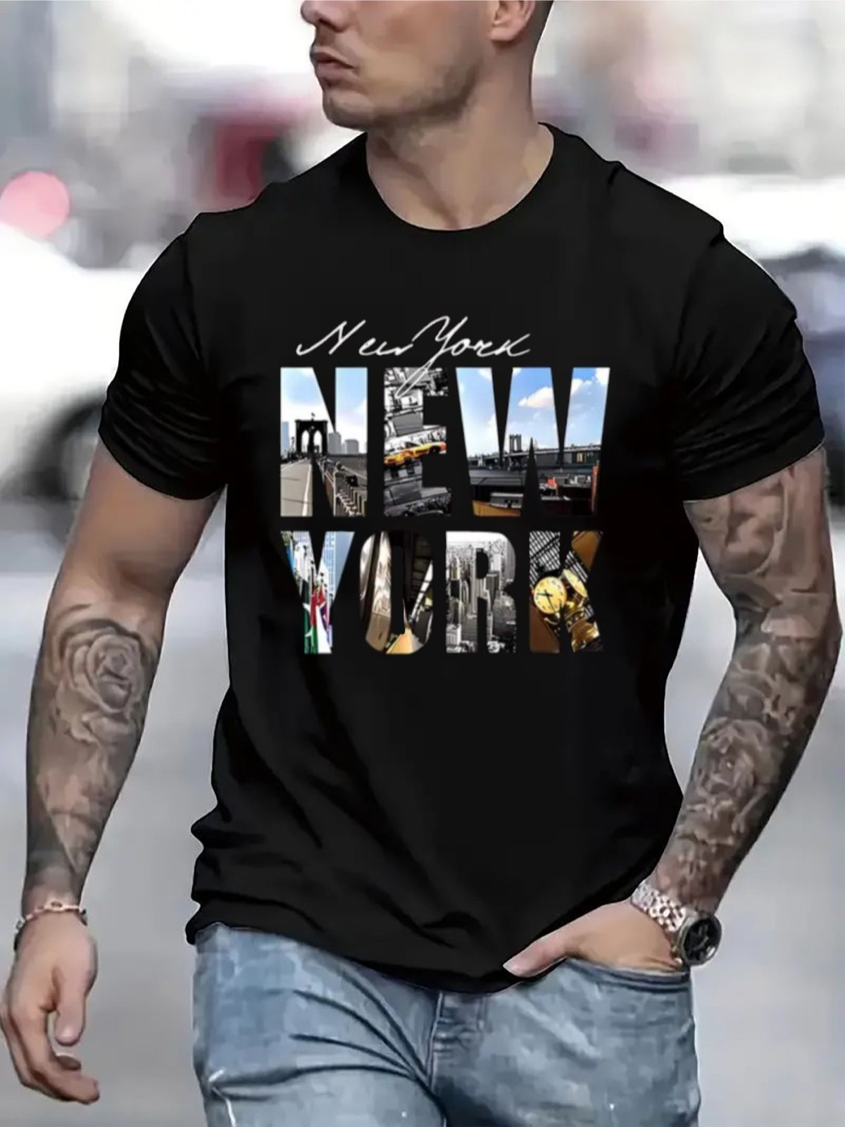 New York City Photo Collage T-Shirt - Urban Skyline NY Souvenir Graphic Tee gallery