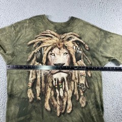 The Mountain Lion Rasta Headphones Graphic T-Shirt Men Green Men 2XL Tie Dye