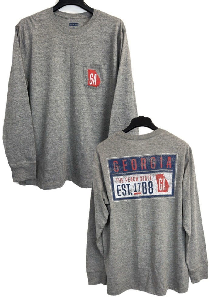 State of Mine Size Large Long Sleeve Shirt Georgia Graphic Tee Grey