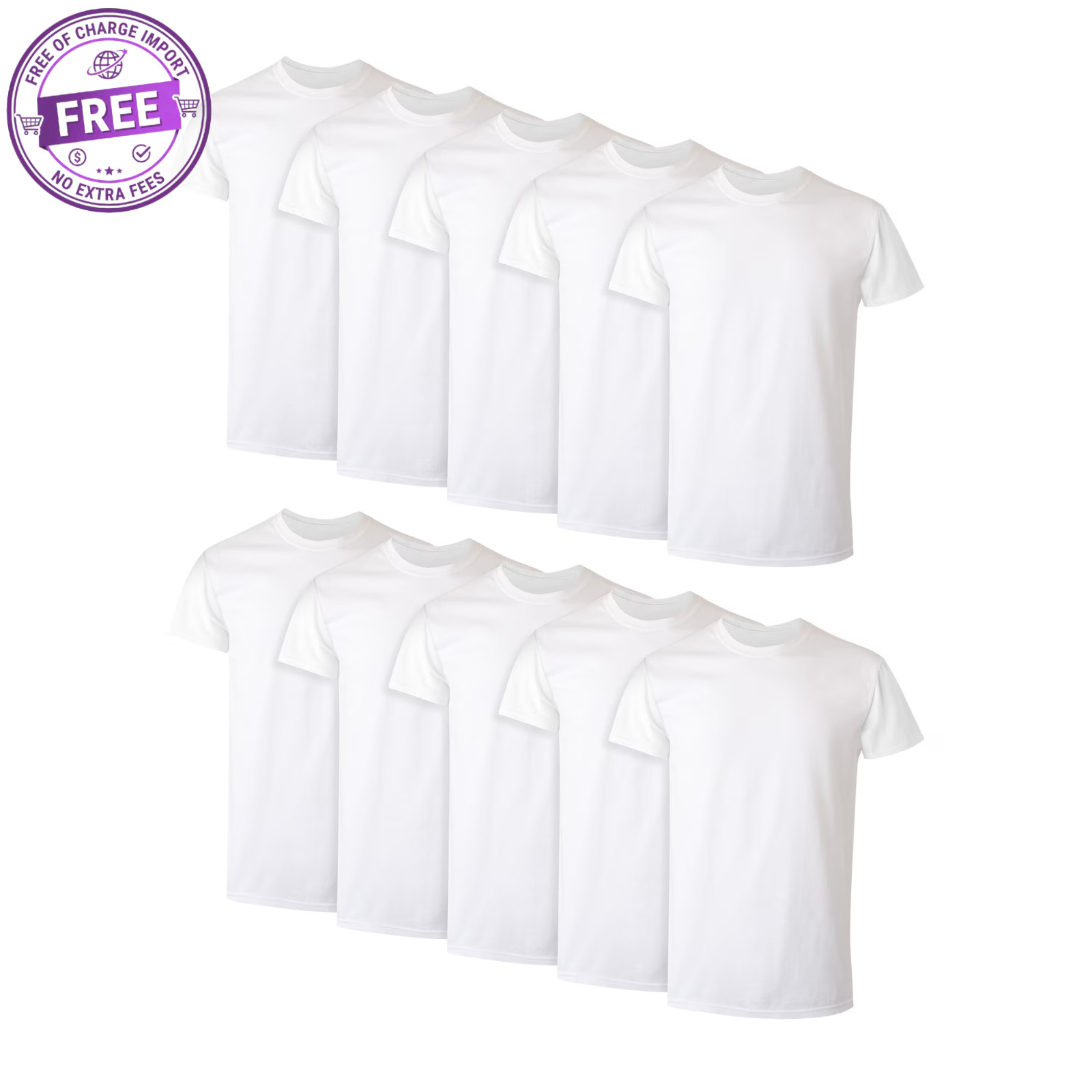 10 Pack Hanes Men's Super Value Pack White Crew T-Shirt Undershirts, Comfort gallery