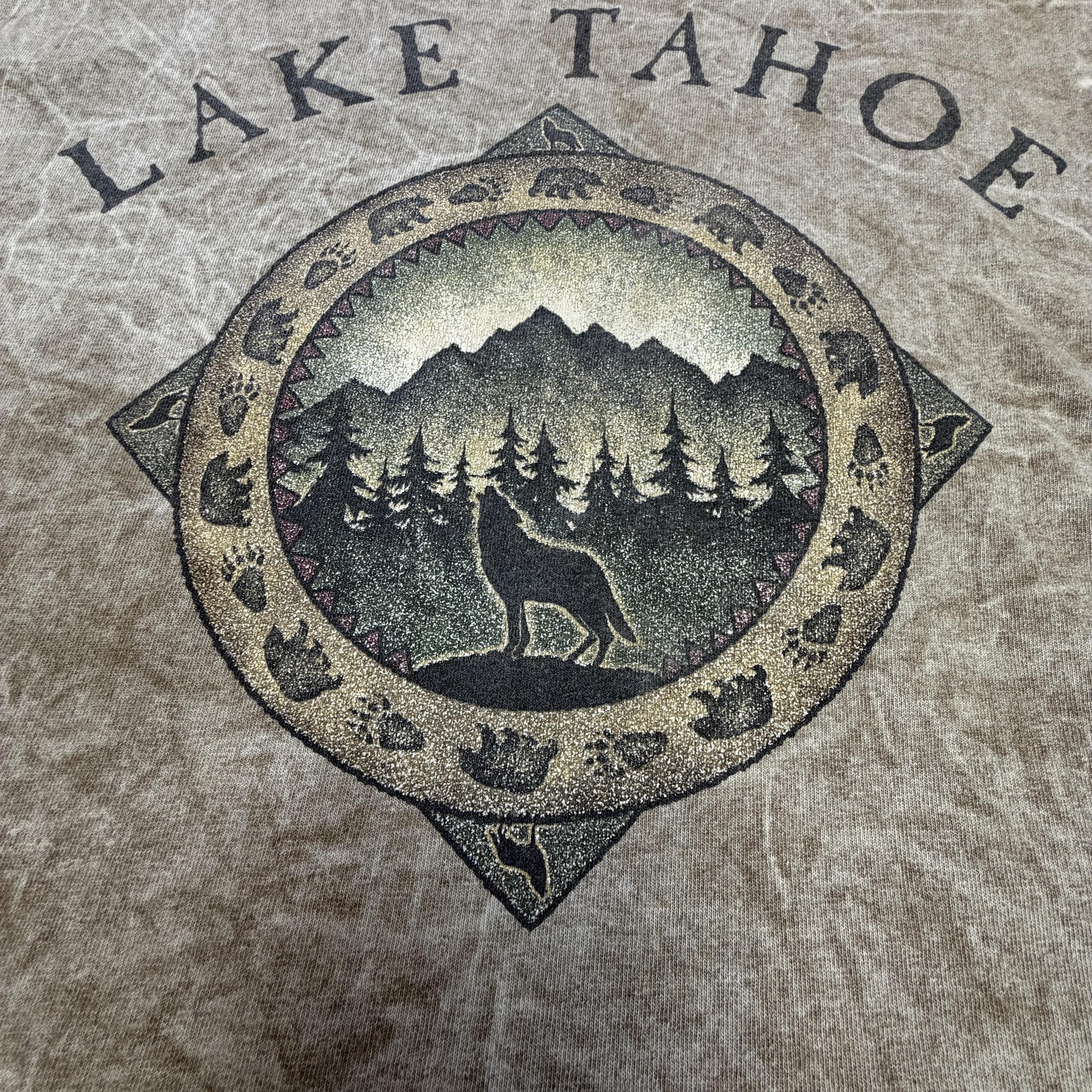Vintage Prairie Mountain Shirt Mens XL Brown Lake Tahoe Wolf Graphic Tee 90s gallery