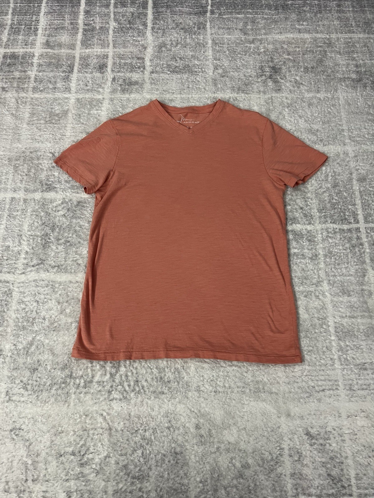 Marc Anthony Coral Orange Heathered V-Neck Soft 100% Cotton Men Size M T-Shirt