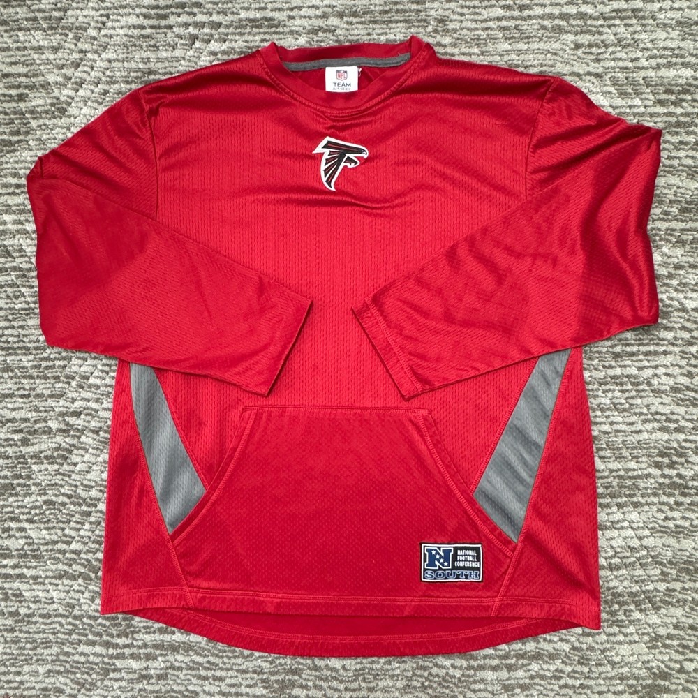 2000s Atlanta Falcons NFL Team Apparel XL Long Sleeve Shirt Red Kangaroo Pocket