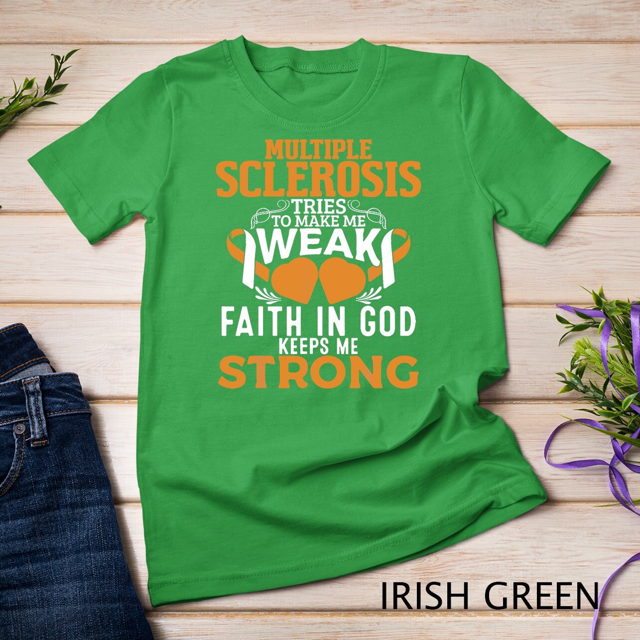Multiple Sclerosis Awareness Orange Ribbon Women Kid Unisex T-shirt gallery