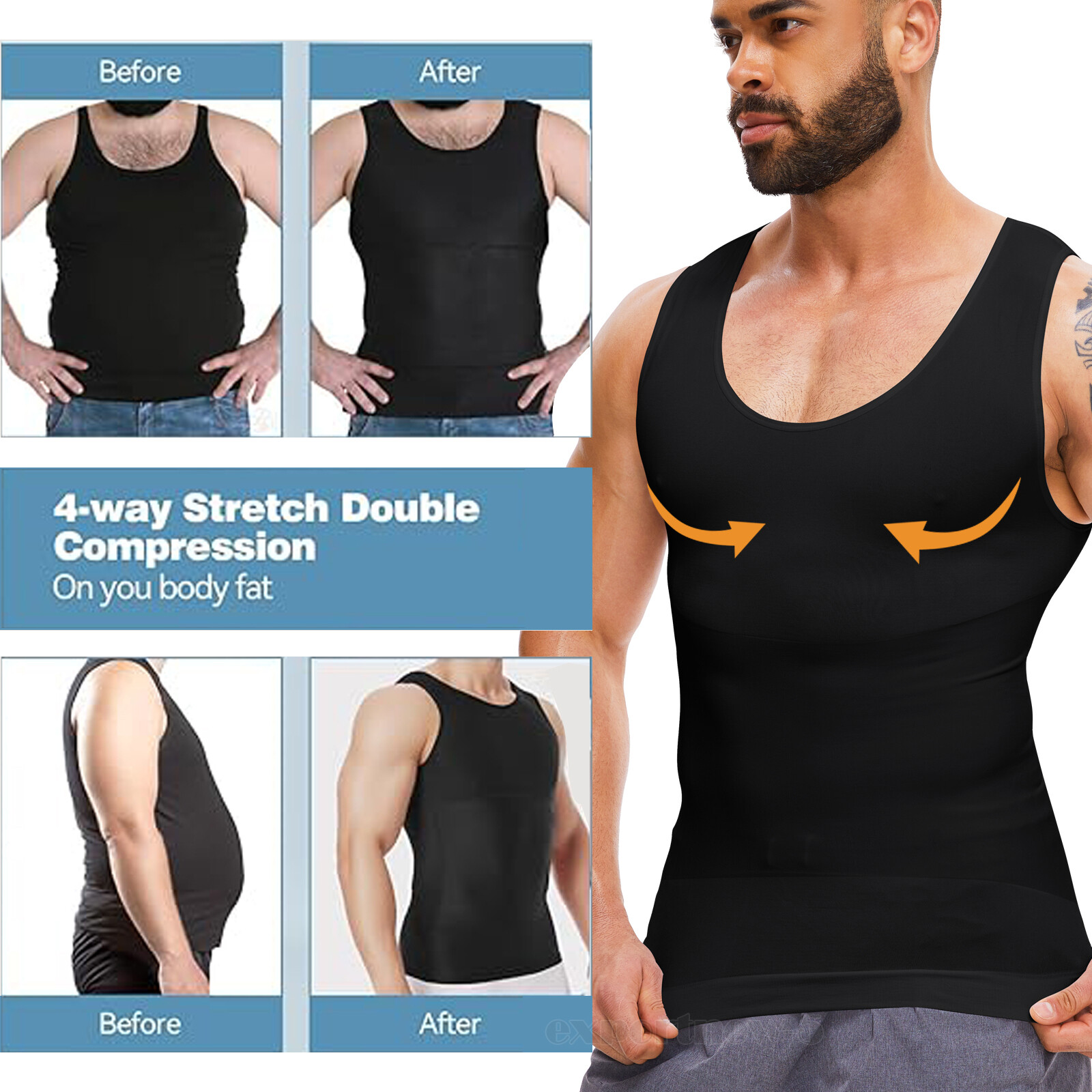 Men's Body Shaper Gynecomastia Compression Ionic Shaping Shirt Slimming Tank Top gallery