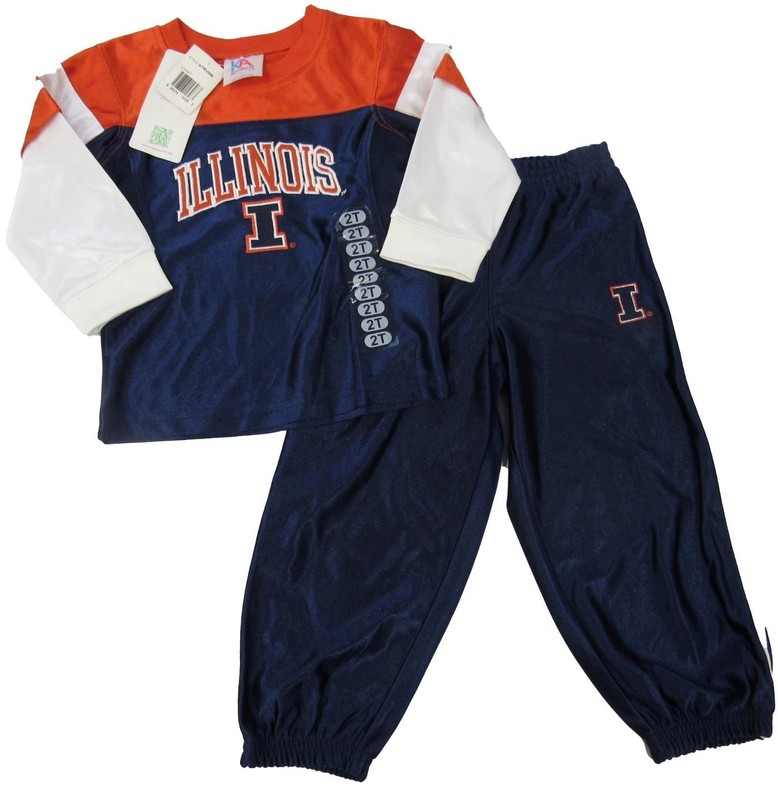 New Illinois Fighting Illini Toddler Sizes 2T-3T-4T 2-Piece Pants & Shirt Set