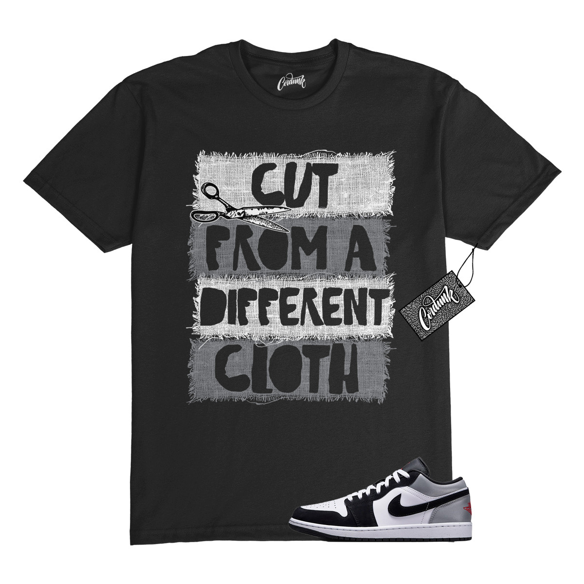 1 Black Matte Silver White Fire Red T Shirt Match CUT