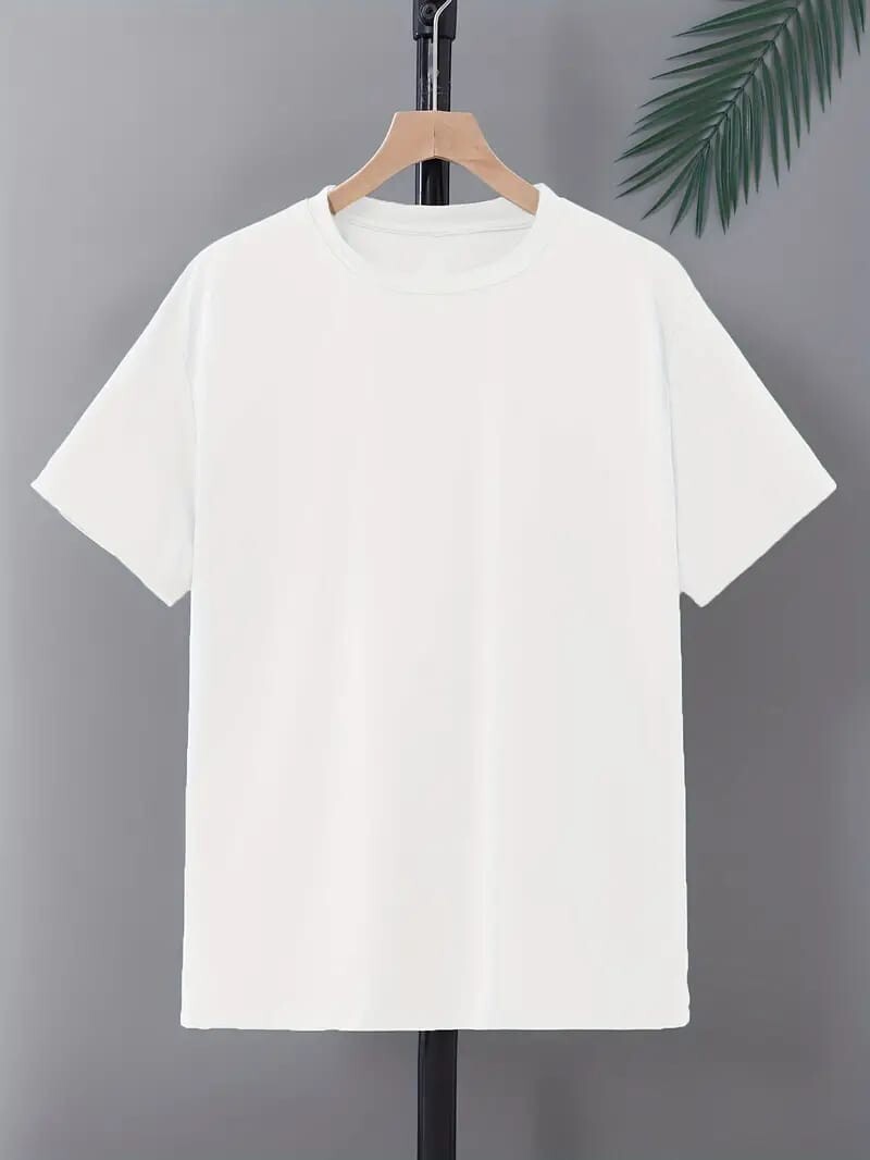 Men's Classic Solid Plain Cotton Round Hem Scallop Essentials Tshirt S-2XL gallery